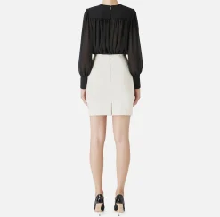 Mini Abiti|Abiti|Elisabetta Franchi Miniabito in crêpe con blusa in georgette Nero/Burro
