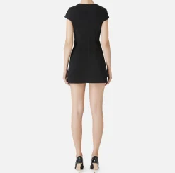 Mini Abiti|Abiti|Elisabetta Franchi Miniabito in crêpe con fiocchi in raso Nero