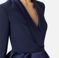 Mini Abiti|Abiti|Elisabetta Franchi Miniabito in crêpe con revers in raso Navy