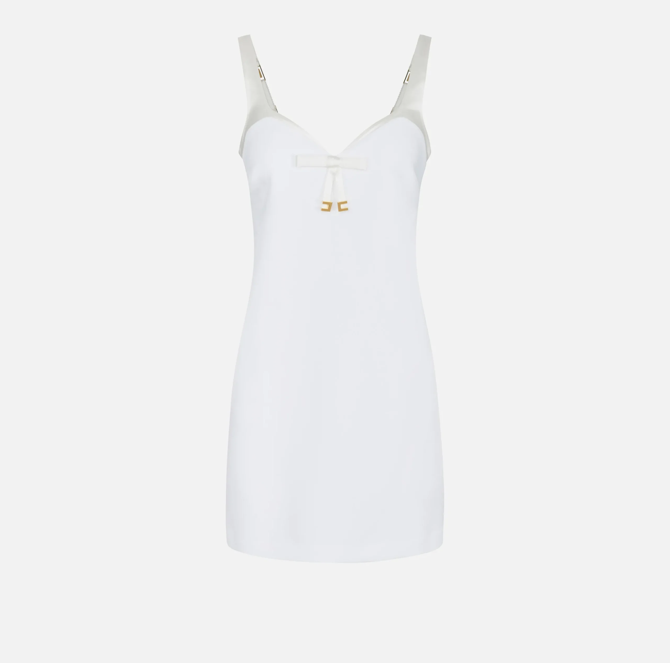 Mini Abiti|Abiti|Elisabetta Franchi Miniabito in crêpe con scollo a cuore in raso Avorio