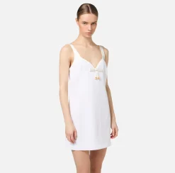 Mini Abiti|Abiti|Elisabetta Franchi Miniabito in crêpe con scollo a cuore in raso Avorio