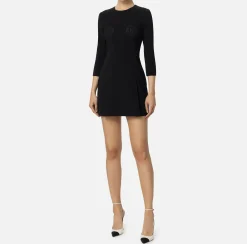 Mini Abiti|Abiti|Elisabetta Franchi Miniabito in crêpe con stemma ricamato Nero