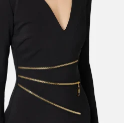 Mini Abiti|Abiti|Elisabetta Franchi Miniabito in crêpe con zip Nero