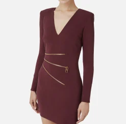 Mini Abiti|Abiti|Elisabetta Franchi Miniabito in crêpe con zip RougeNoir