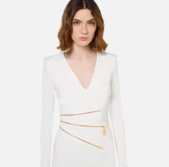 Mini Abiti|Abiti|Elisabetta Franchi Miniabito in crêpe con zip Avorio
