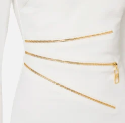 Mini Abiti|Abiti|Elisabetta Franchi Miniabito in crêpe con zip Avorio