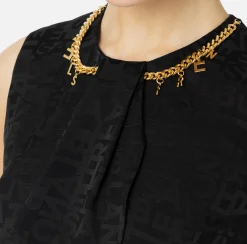 Mini Abiti|Abiti|Elisabetta Franchi Miniabito in crêpe jaquard lettering Nero