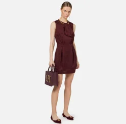 Mini Abiti|Abiti|Elisabetta Franchi Miniabito in crêpe jaquard lettering RougeNoir