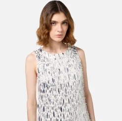 Mini Abiti|Abiti|Elisabetta Franchi Miniabito in crêpe ricamato Avorio