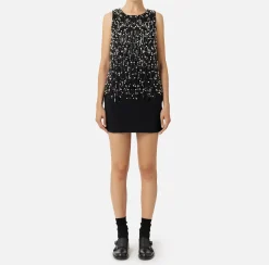 Mini Abiti|Abiti|Elisabetta Franchi Miniabito in crêpe ricamato Nero
