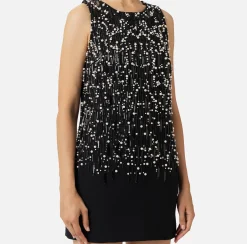 Mini Abiti|Abiti|Elisabetta Franchi Miniabito in crêpe ricamato Nero