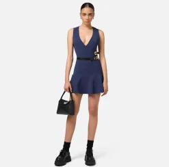 Mini Abiti|Abiti|Elisabetta Franchi Miniabito in crêpe stretch con cinturini Navy