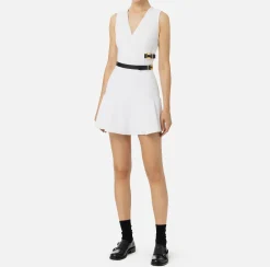 Mini Abiti|Abiti|Elisabetta Franchi Miniabito in crêpe stretch con cinturini Avorio