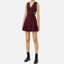 Mini Abiti|Abiti|Elisabetta Franchi Miniabito in crêpe stretch con cinturini RougeNoir