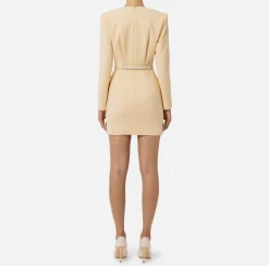 Mini Abiti|Abiti|Elisabetta Franchi Miniabito in fresco di lana stretch con cintura Crema