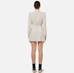 Mini Abiti|Abiti|Elisabetta Franchi Miniabito in georgette stampa rombo con foulard Burro/Nero