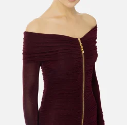 Abiti|Mini Abiti|Elisabetta Franchi Miniabito in jersey lurex con zip RougeNoir