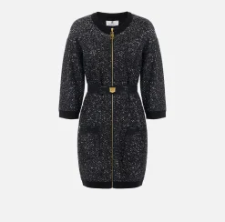 Mini Abiti|Abiti In Maglia|Elisabetta Franchi Miniabito in lana con filo paillettes Nero/Silver