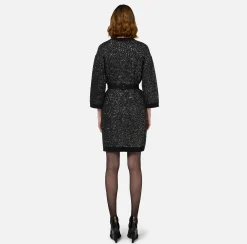 Mini Abiti|Abiti In Maglia|Elisabetta Franchi Miniabito in lana con filo paillettes Nero/Silver