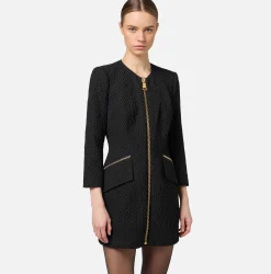 Abiti|Mini Abiti|Elisabetta Franchi Miniabito in tweed resca con zip Nero