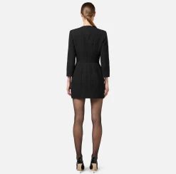 Abiti|Mini Abiti|Elisabetta Franchi Miniabito in tweed resca con zip Nero