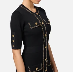 Mini Abiti|Abiti In Maglia|Elisabetta Franchi Miniabito in viscosa con catena Nero
