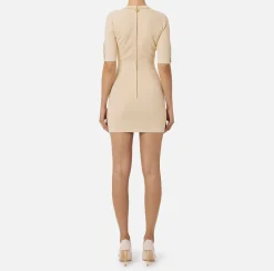 Mini Abiti|Abiti In Maglia|Elisabetta Franchi Miniabito in viscosa con catena Crema