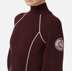 Abiti In Maglia|Mini Abiti|Elisabetta Franchi Miniabito in viscosa con patch logo RougeNoir/Burro