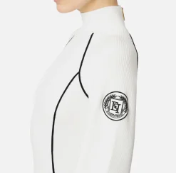 Abiti In Maglia|Mini Abiti|Elisabetta Franchi Miniabito in viscosa con patch logo Avorio/Nero