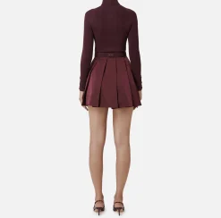 Mini Abiti|Abiti In Maglia|Elisabetta Franchi Miniabito in viscosa e seta a costine con ricamo logo RougeNoir