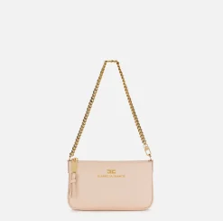 Borse A Spalla|Elisabetta Franchi Miniborsa a tracolla in pelle con lettering Carne