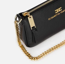Borse A Spalla|Elisabetta Franchi Miniborsa a tracolla in pelle con lettering Nero