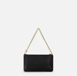 Borse A Spalla|Elisabetta Franchi Miniborsa baguette a tracolla in pelle con lettering Nero