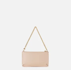 Borse A Spalla|Elisabetta Franchi Miniborsa baguette a tracolla in pelle con lettering Carne