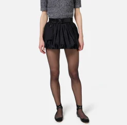 Gonne|Elisabetta Franchi Minigonna a palloncino in nylon tecnico con cintura Nero