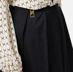 Gonne|Elisabetta Franchi Minigonna a pieghe in nylon tecnico con zip Nero