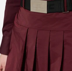 Gonne|Elisabetta Franchi Minigonna a pieghe in nylon tecnico leggero RougeNoir