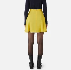 Gonne|Elisabetta Franchi Minigonna a ruota in crêpe con morsetto Mimosa/Navy