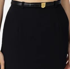 Gonne|Elisabetta Franchi Minigonna in crêpe con cintura e ricamo Nero