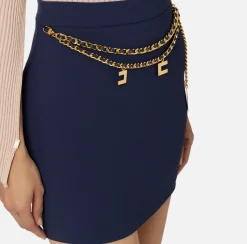Gonne|Tailleur|Elisabetta Franchi Minigonna in crêpe stretch con cintura Navy