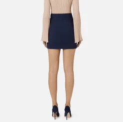 Gonne|Tailleur|Elisabetta Franchi Minigonna in crêpe stretch con cintura Navy