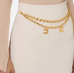 Gonne|Tailleur|Elisabetta Franchi Minigonna in crêpe stretch con cintura Burro