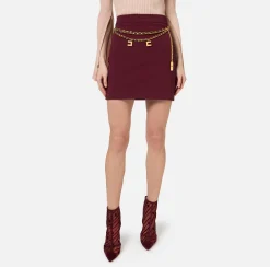 Gonne|Tailleur|Elisabetta Franchi Minigonna in crêpe stretch con cintura RougeNoir