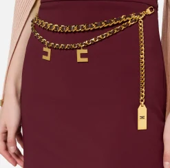 Gonne|Tailleur|Elisabetta Franchi Minigonna in crêpe stretch con cintura RougeNoir