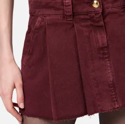 Gonne|Elisabetta Franchi Minigonna in denim plissé RougeNoir