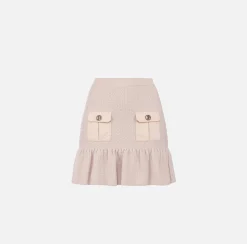 Gonne|Elisabetta Franchi Minigonna in lana bouclé con tasche in vela tecnica Lattice