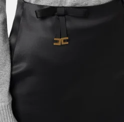 Gonne|Elisabetta Franchi Minigonna in raso con fiocchi Nero