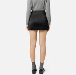 Gonne|Elisabetta Franchi Minigonna in raso con fiocchi Nero