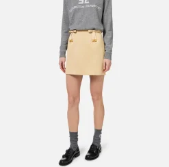 Gonne|Elisabetta Franchi Minigonna in raso con fiocchi Crema