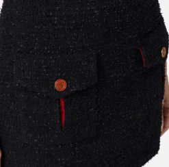 Gonne|Elisabetta Franchi Minigonna in tweed con tasche Nero/RedPassion
